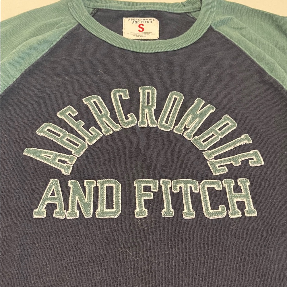 Abercrombie&Fitch Throwback Y2K Green & Midnight Blue Crew Neck Sweatshirt Men S